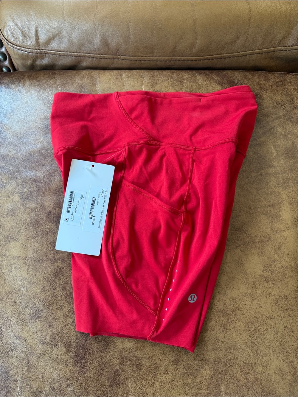 NWT Lululemon Fast and Free High Rise Bike Short 6” w 5 Pocket Sz 6 Oxford Red - Picture 4 of 5
